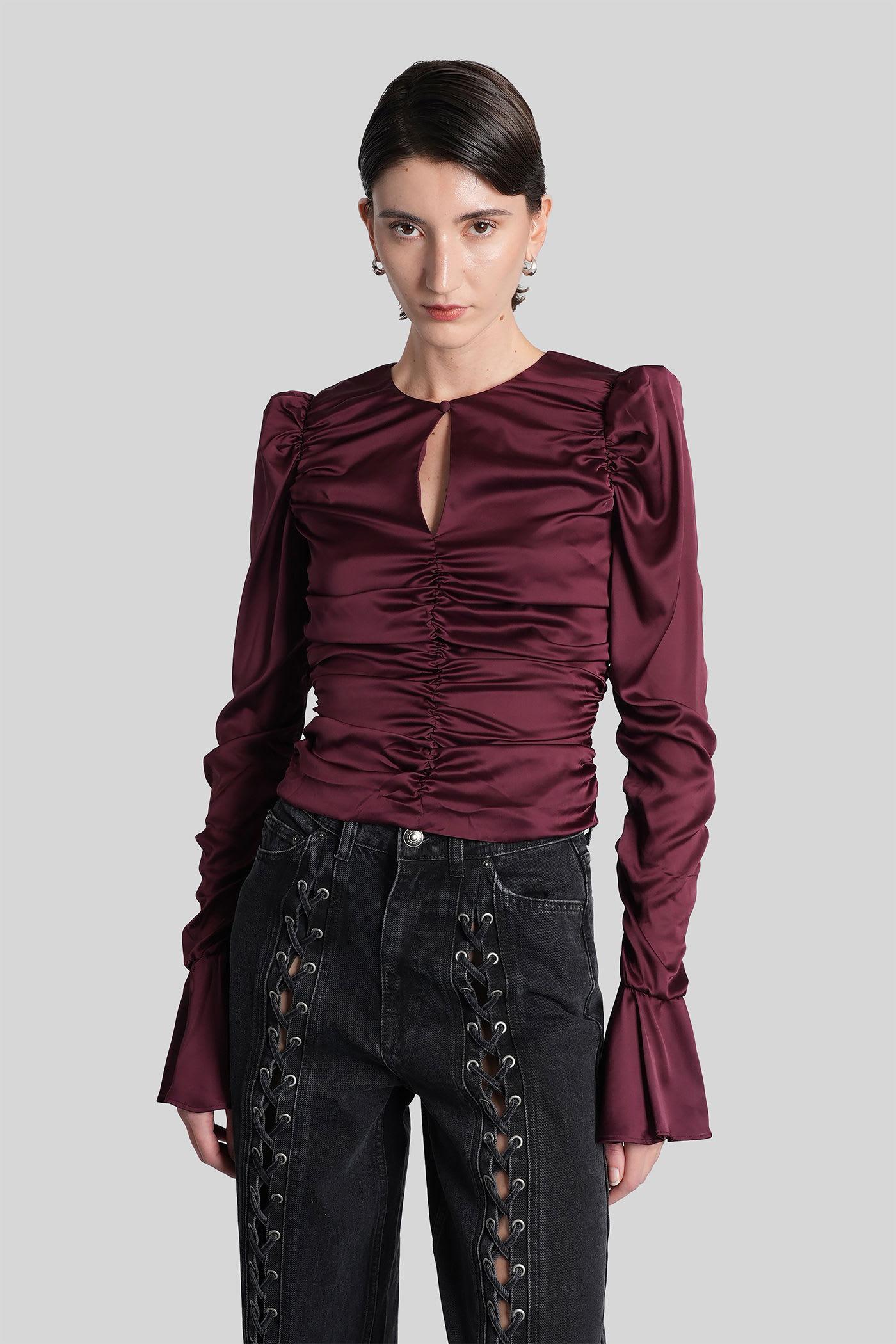 rotate by birger christensen topwear in bordeaux polyester