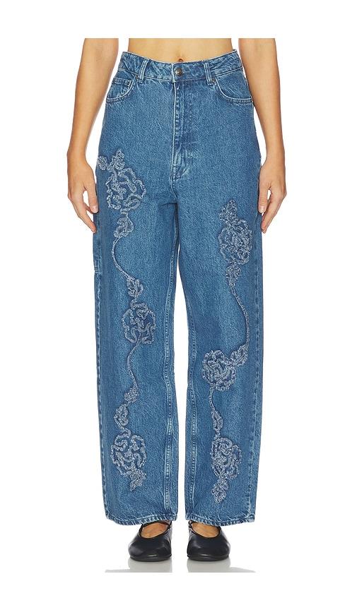 rotate denim boyfriend jeans in blue.