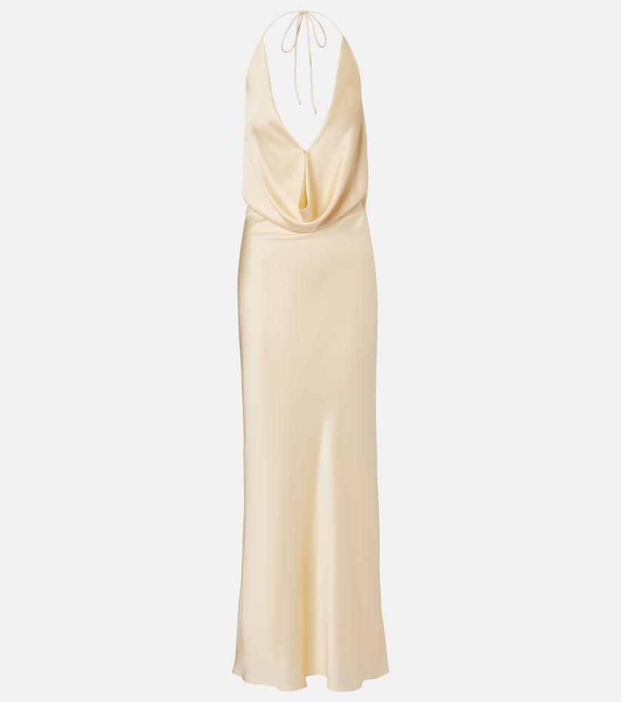 rotate draped chiffon maxi dress