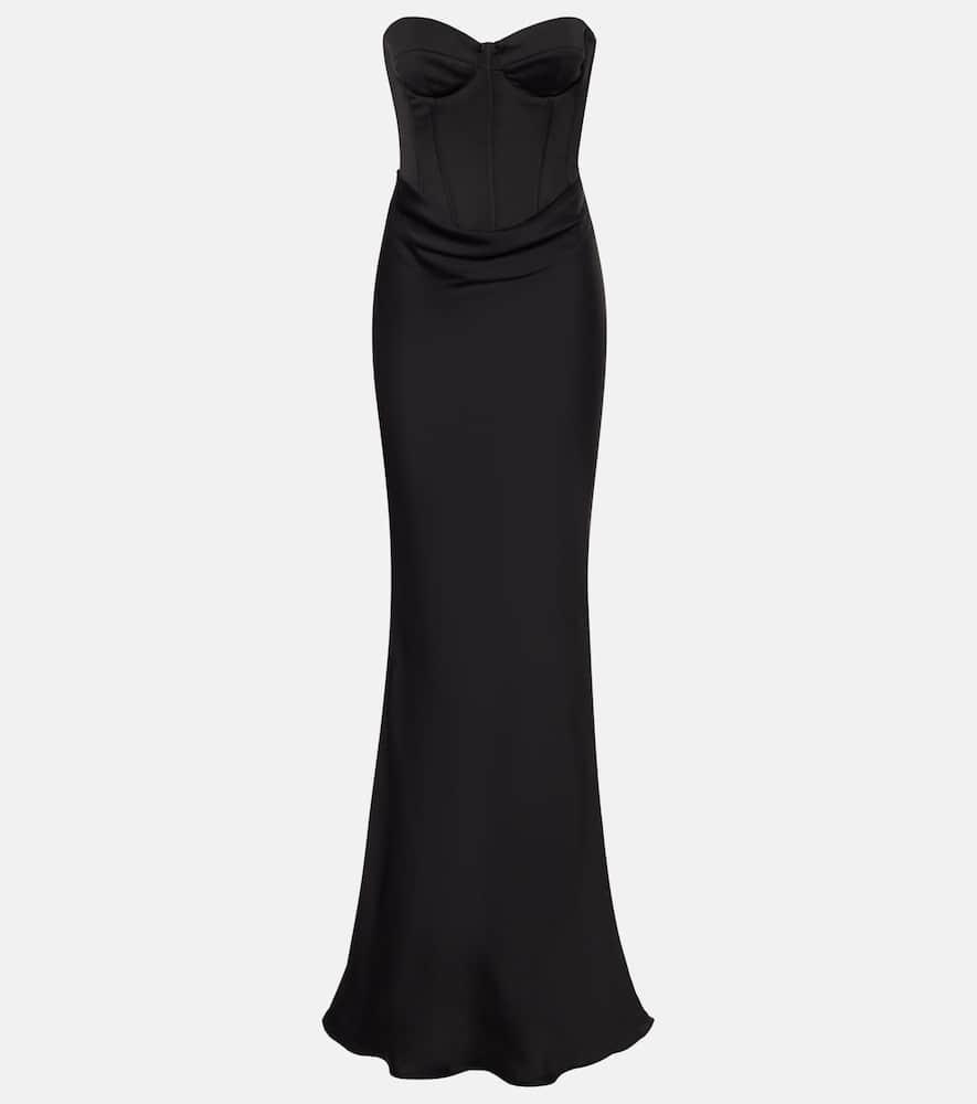 rotate draped satin corset gown
