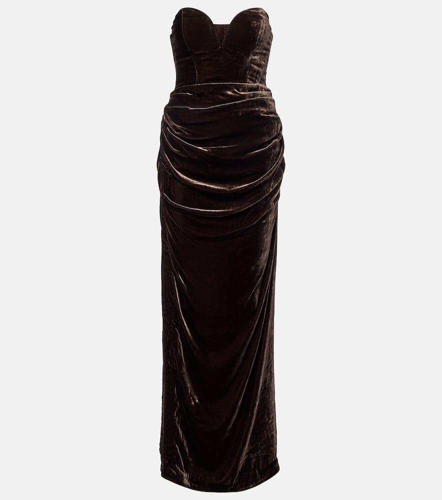 rotate draped velvet bustier gown