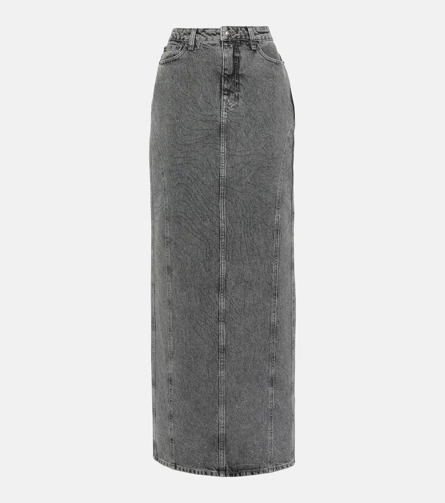 rotate embellished denim maxi skirt
