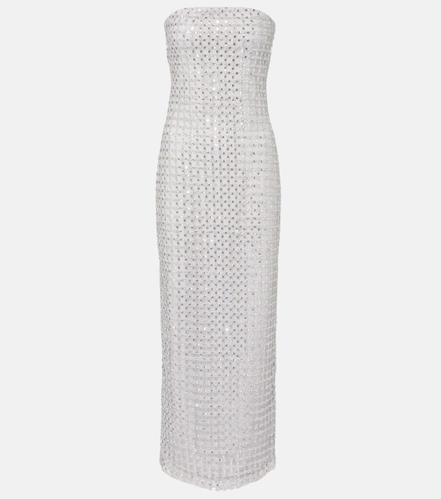 rotate embellished mesh cocktail dress