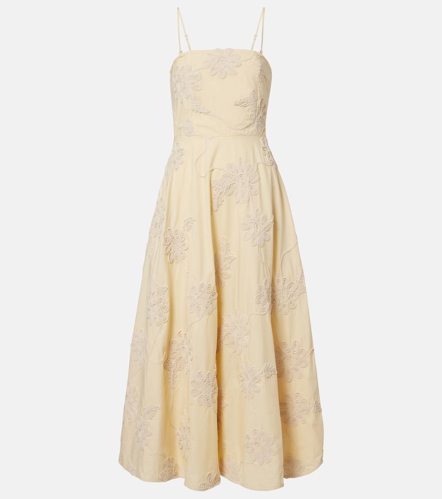 rotate embroidered cotton midi dress