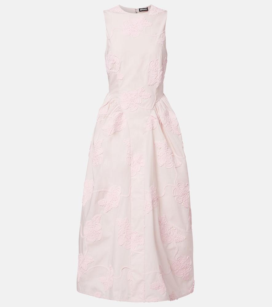 rotate embroidered floral cotton midi dress