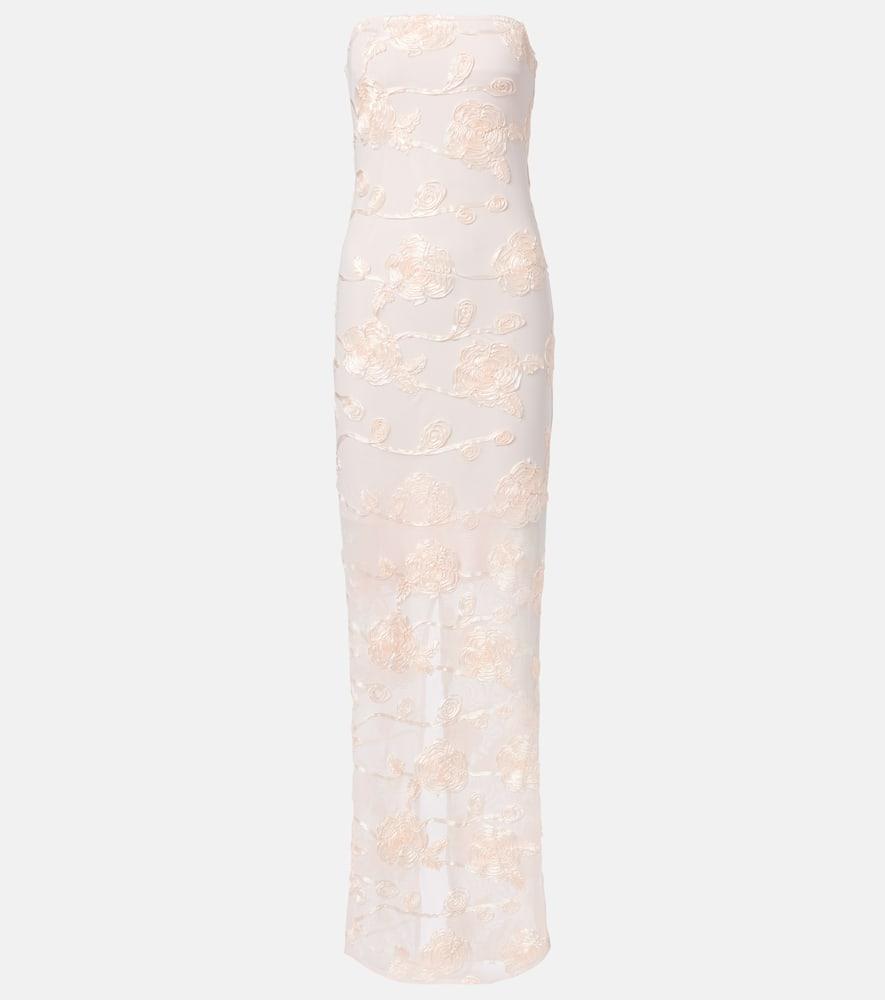 rotate embroidered mesh maxi dress