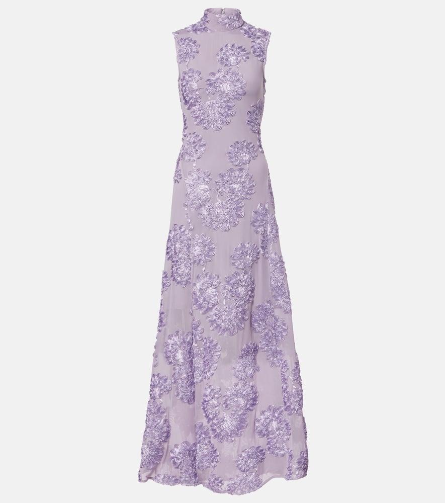 rotate floral embroidered mesh maxi dress