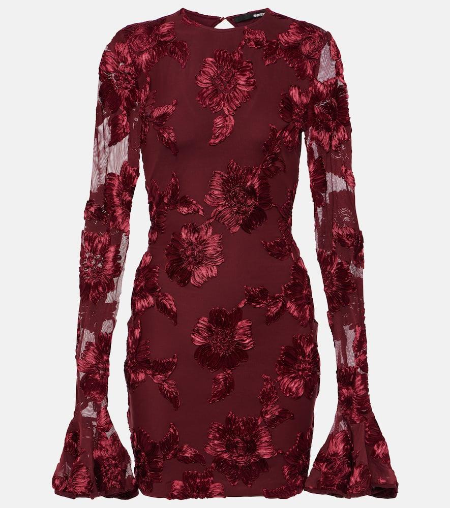 rotate floral embroidered mesh minidress