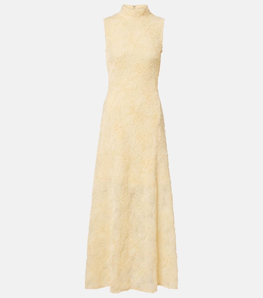 rotate floral mesh maxi dress