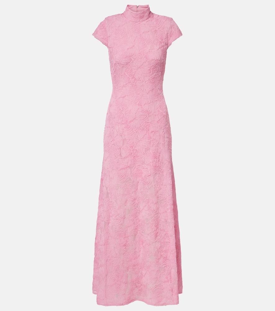 rotate floral mesh maxi dress