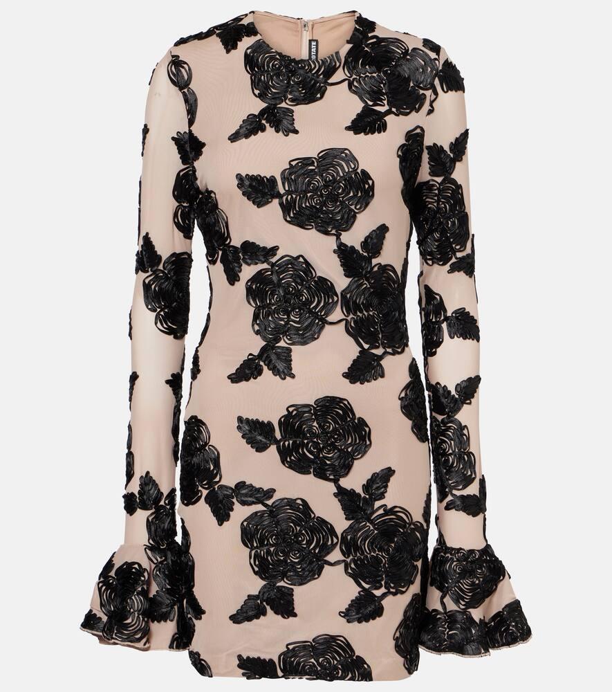 rotate floral mesh minidress