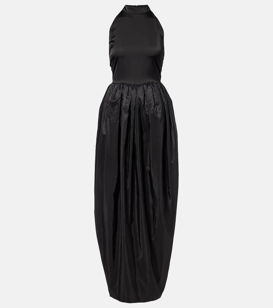 rotate gathered satin taffeta maxi dress