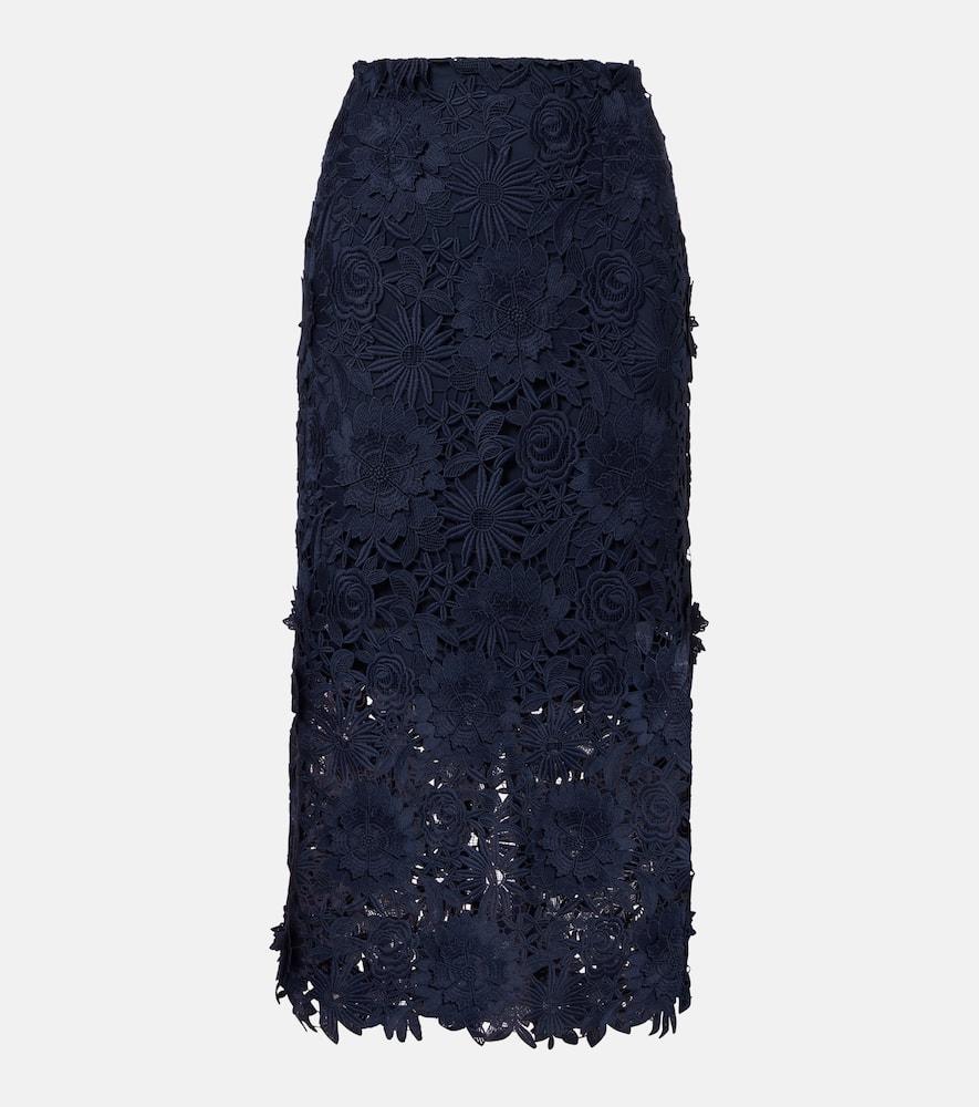 rotate guipure lace midi skirt