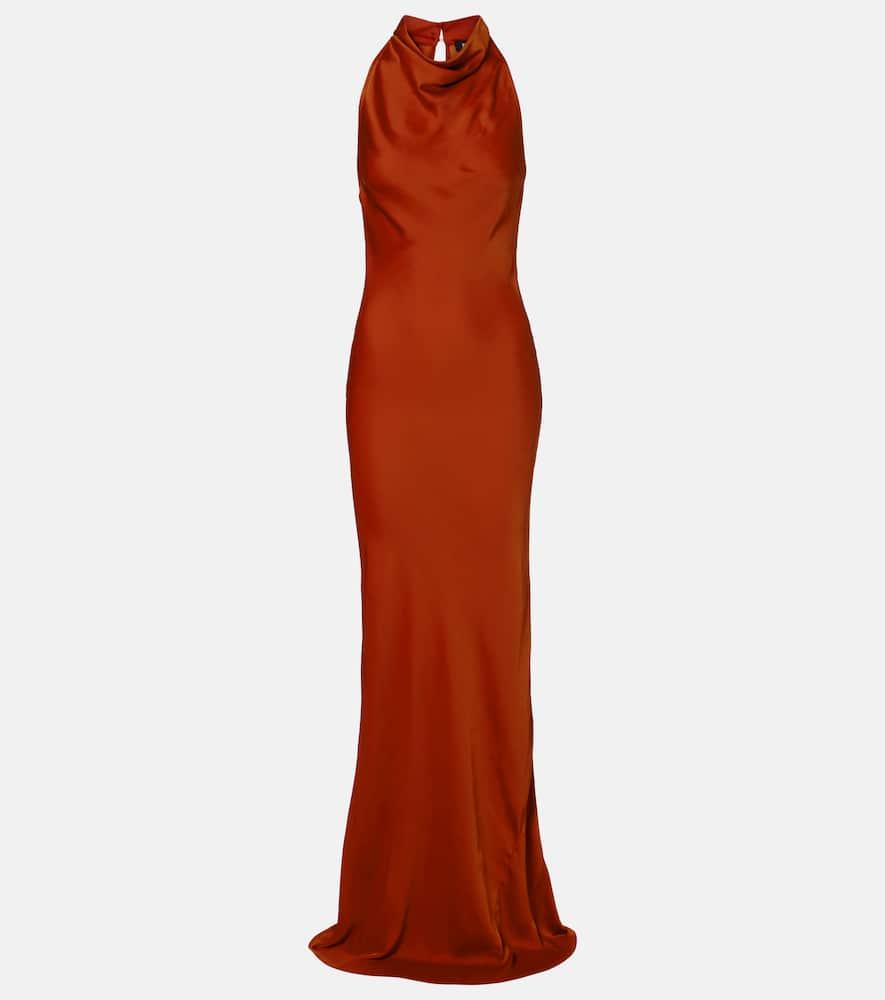 rotate halterneck satin gown