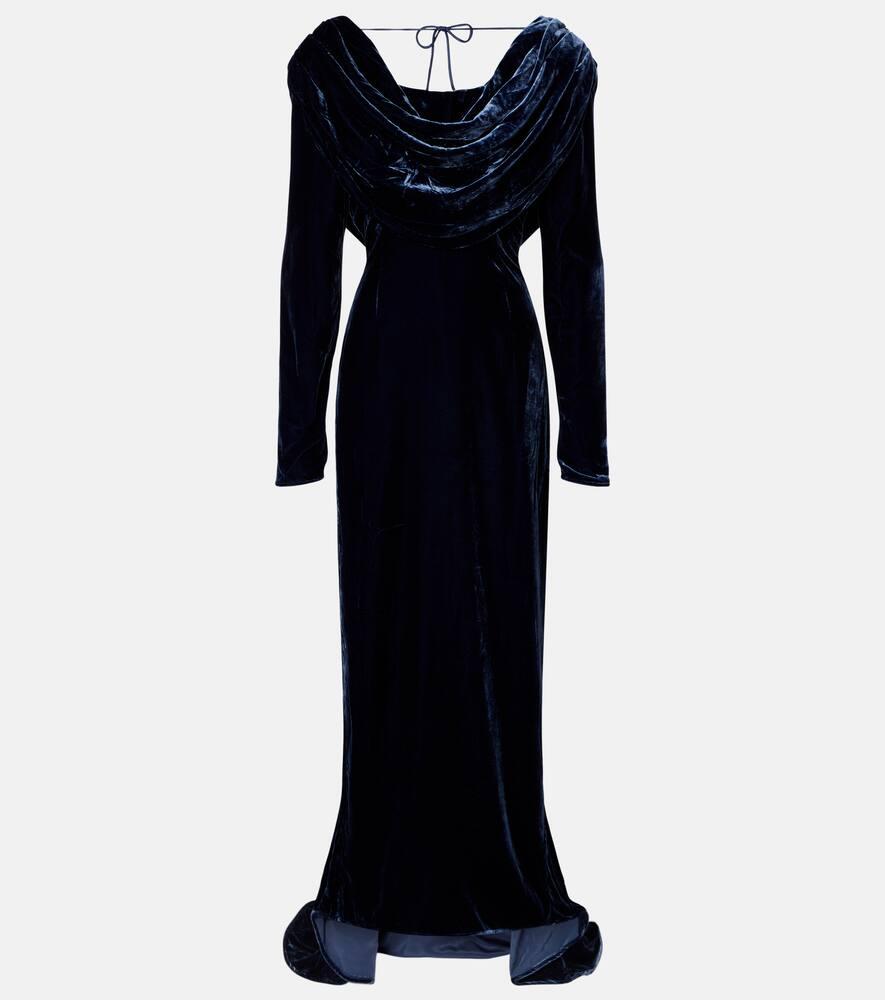 rotate ivette draped velvet gown