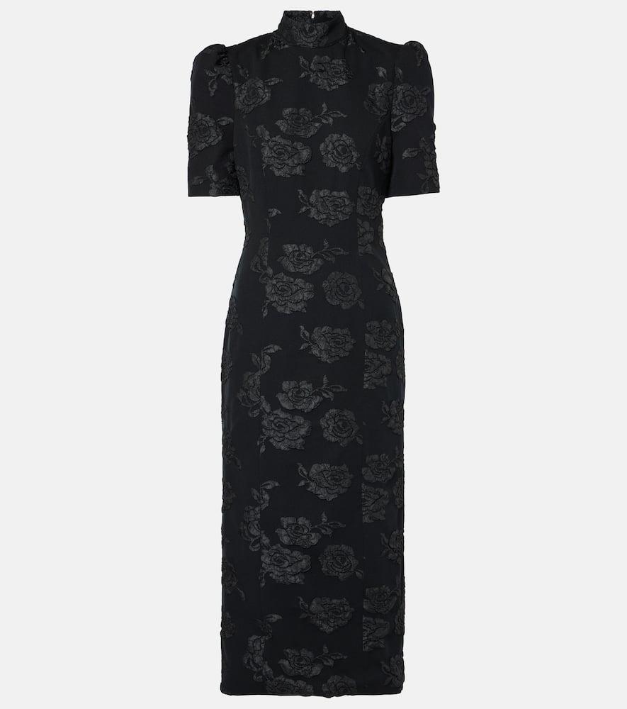 rotate jacquard midi dress