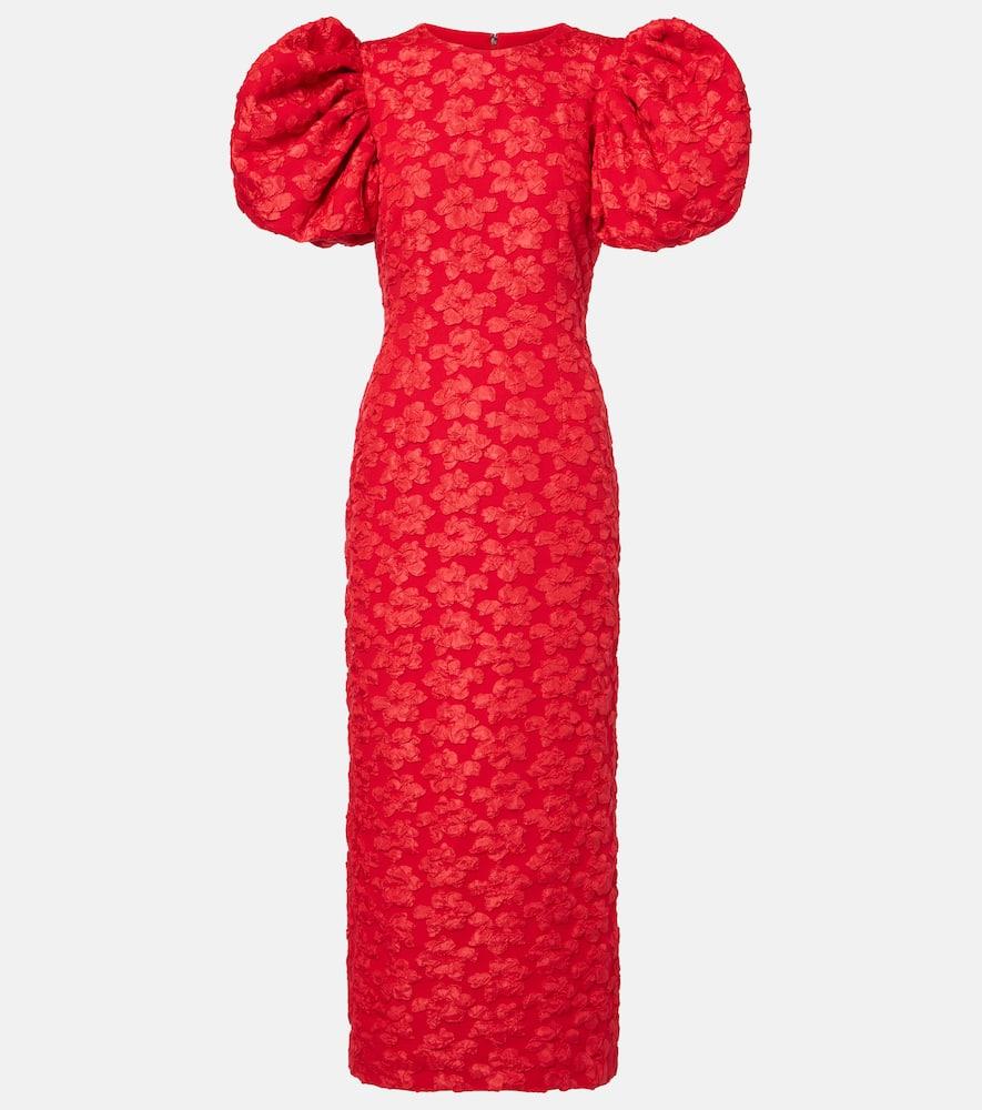 rotate jacquard midi dress