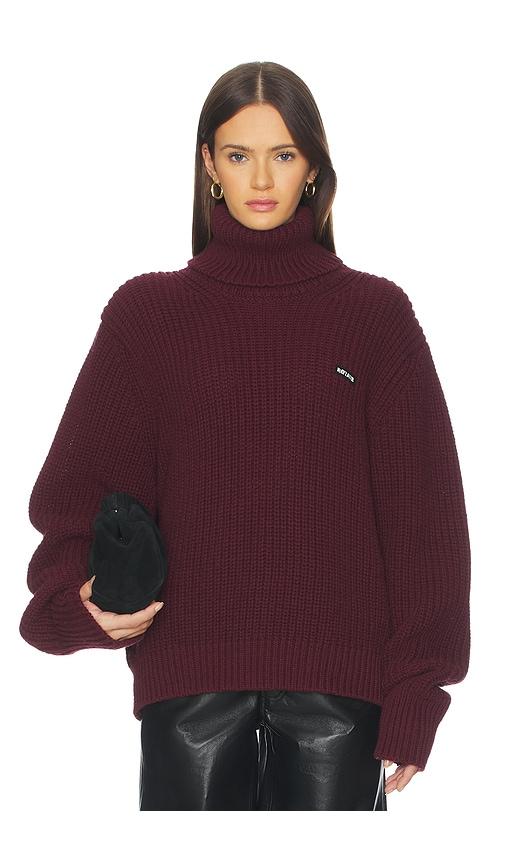 rotate knit turtleneck jumper in burgundy.