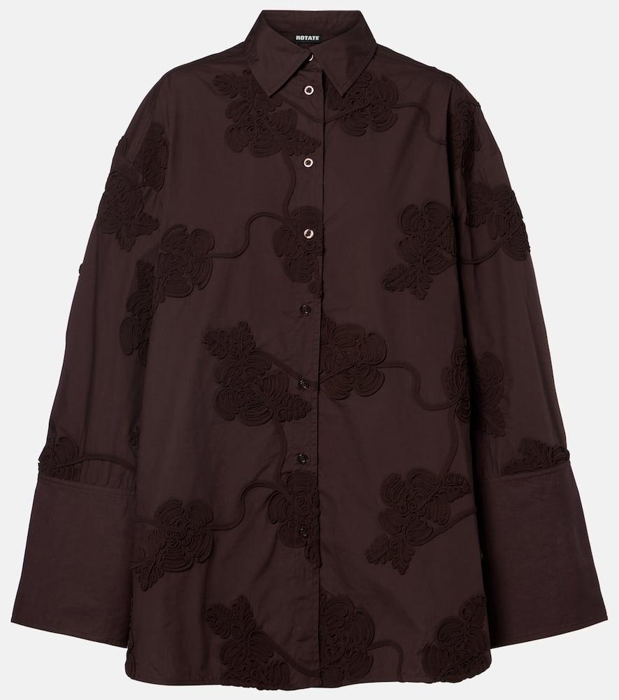 rotate lipy embroidered oversized cotton shirt