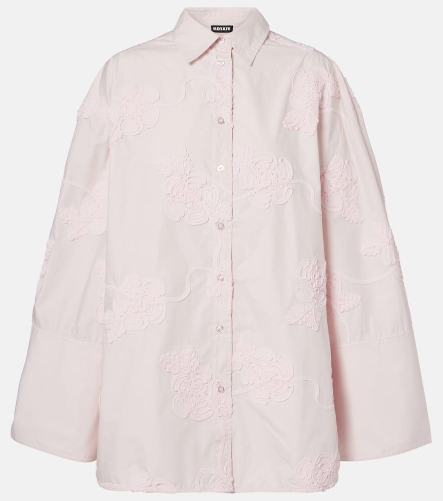rotate lipy embroidered oversized cotton shirt