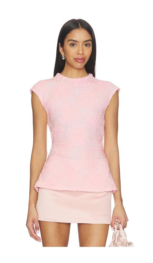 rotate mesh sleeveless top in pink.