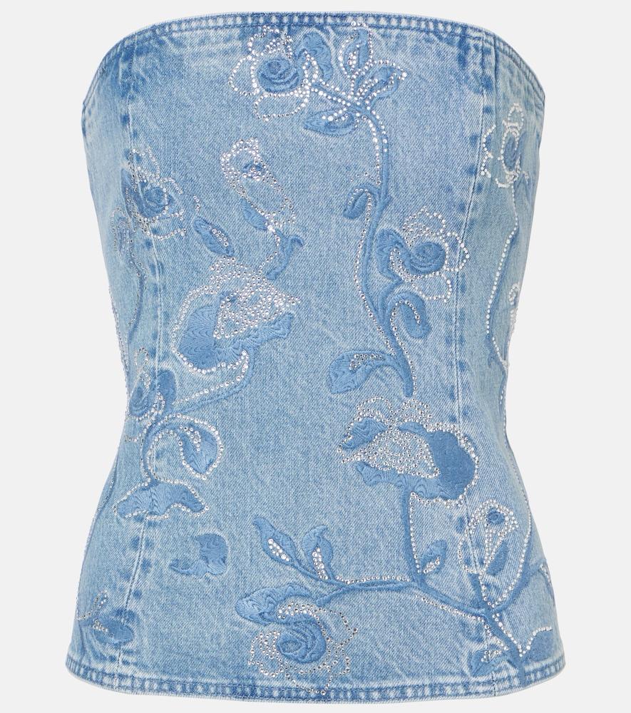 rotate rhinestone denim top