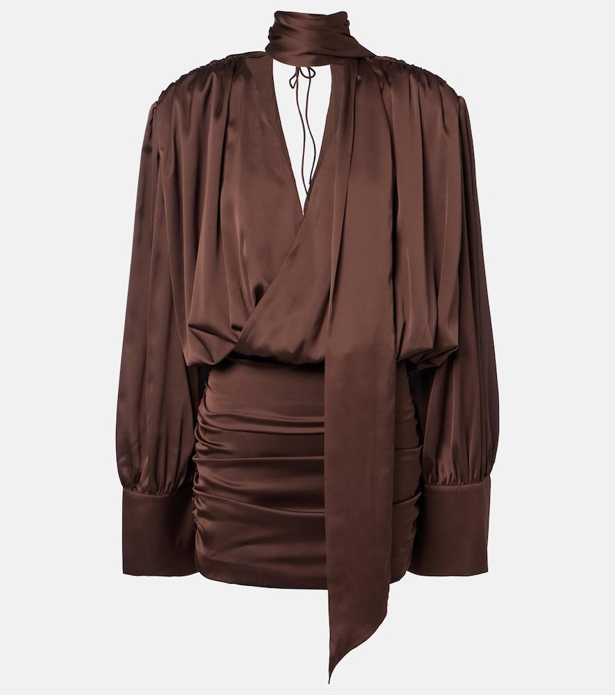 rotate ruched crepe de chine minidress