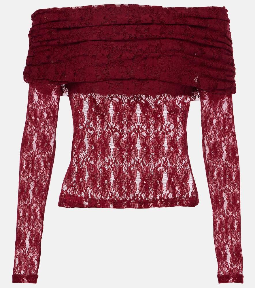 rotate ruched floral lace top