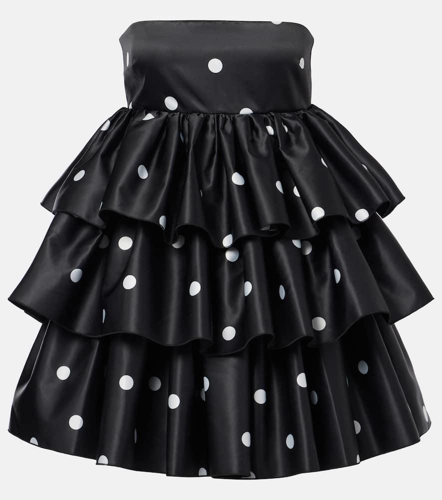 rotate ruffled satin minidress