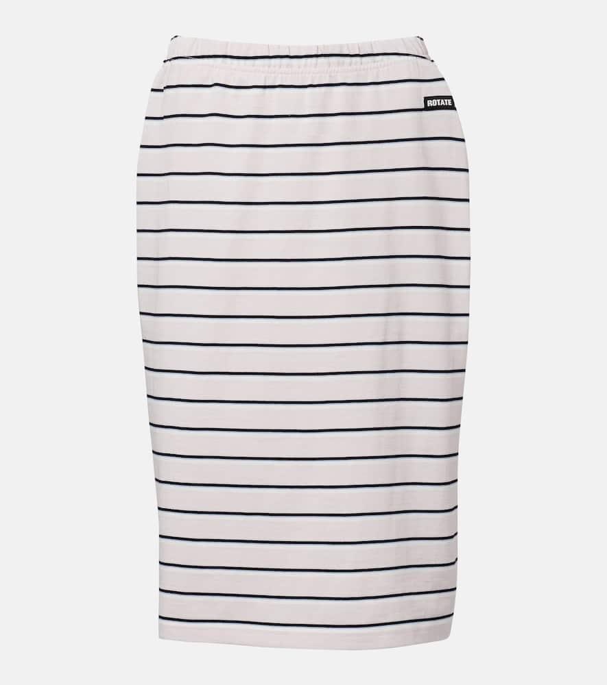 rotate sasseline striped cotton jersey pencil skirt