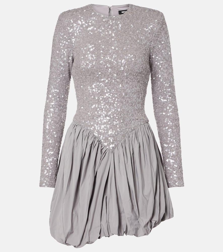 rotate sequined asymmetric minidress
