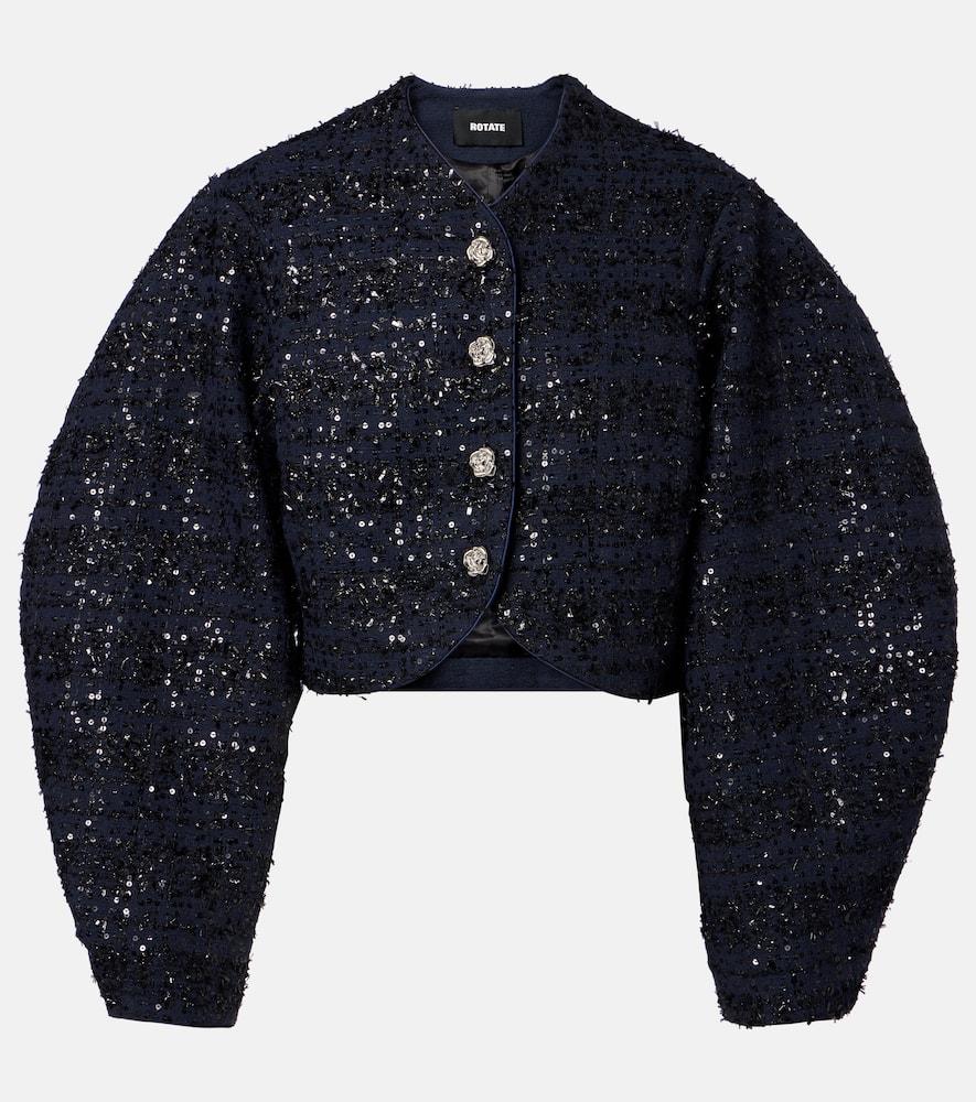 rotate sequined cropped bouclé jacket