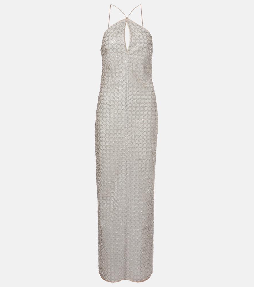 rotate sequined halterneck maxi dress
