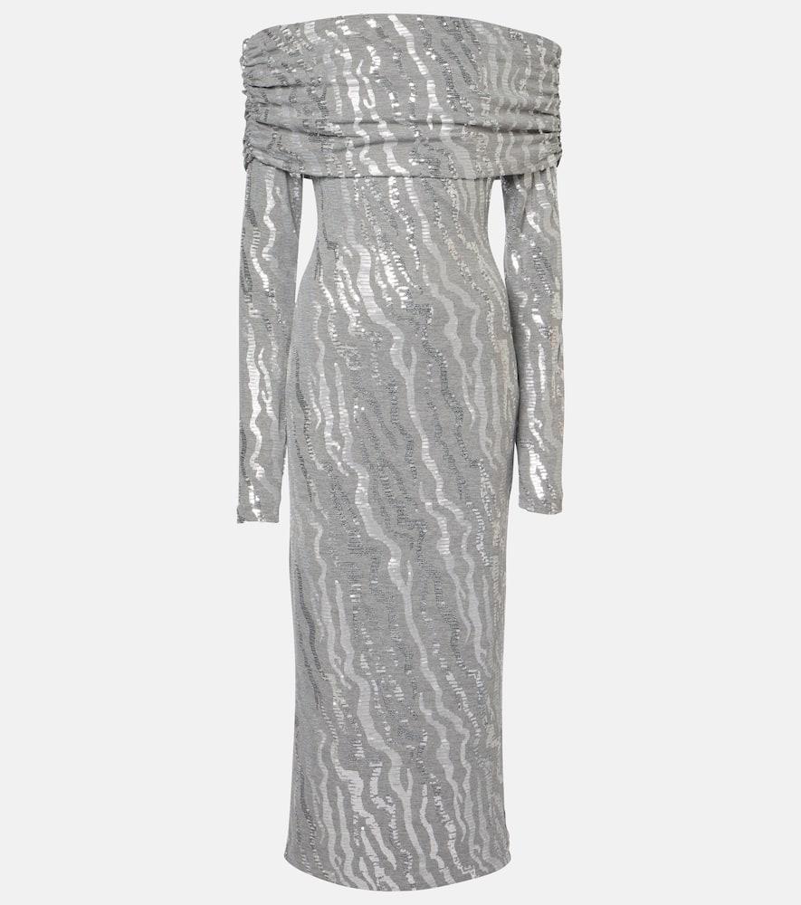 rotate sequined jersey midi dress