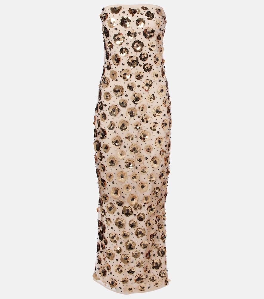 rotate sequined straplesss midi dress