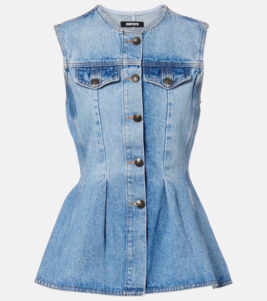 rotate zoey peplum denim top