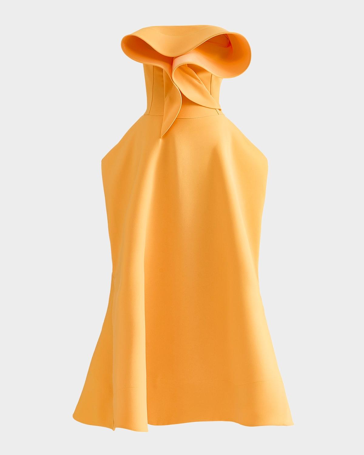 rotation strapless ruffle sculpted midi dress