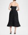 rotation strapless ruffle sequined midi dress