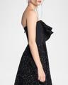 rotation strapless ruffle sequined midi dress