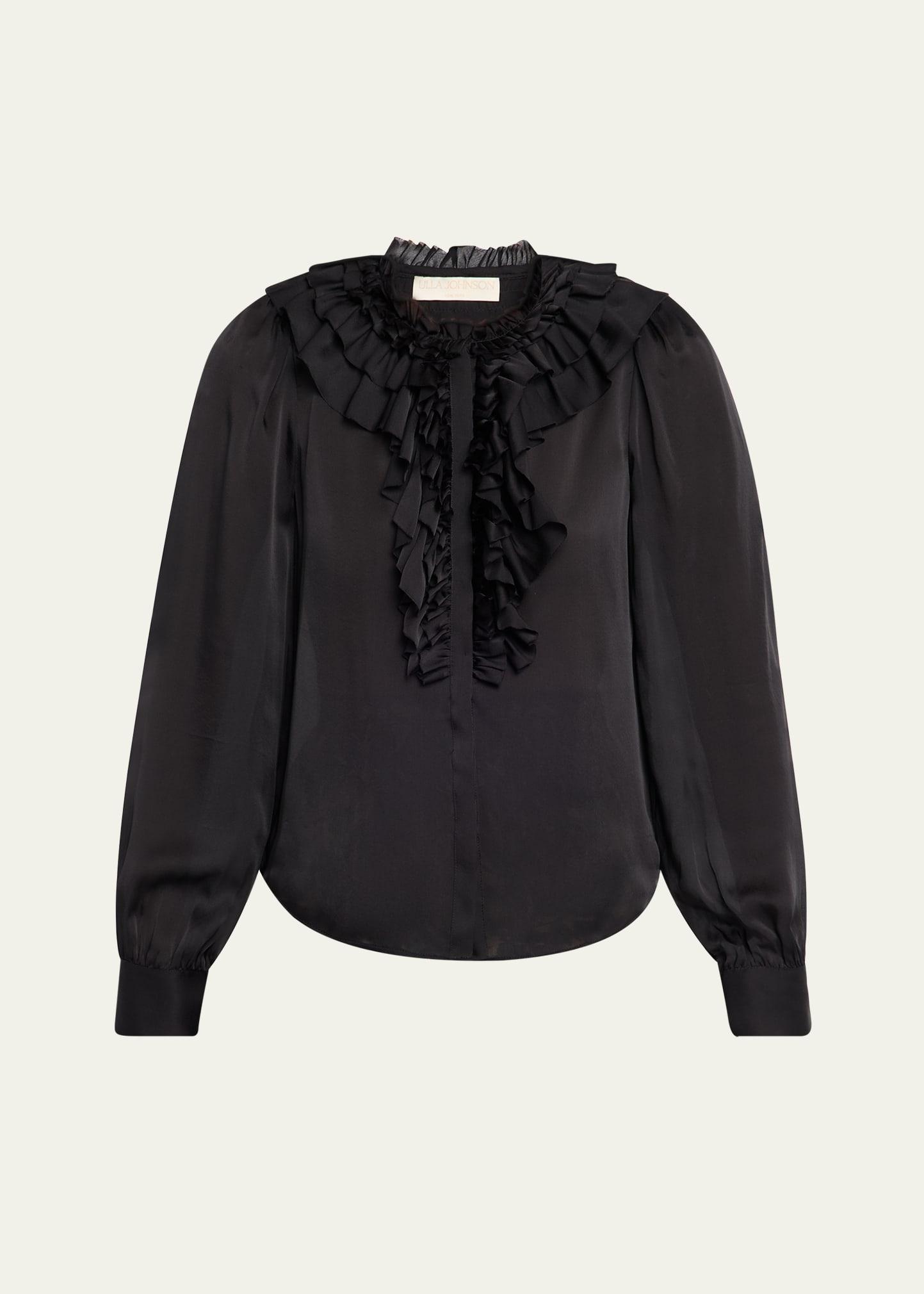 rouen ruffled silk blouse