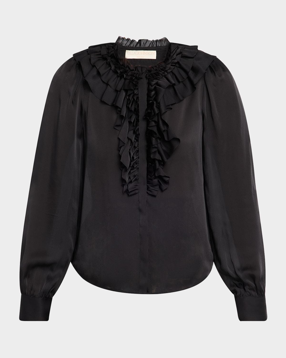 rouen ruffled silk blouse