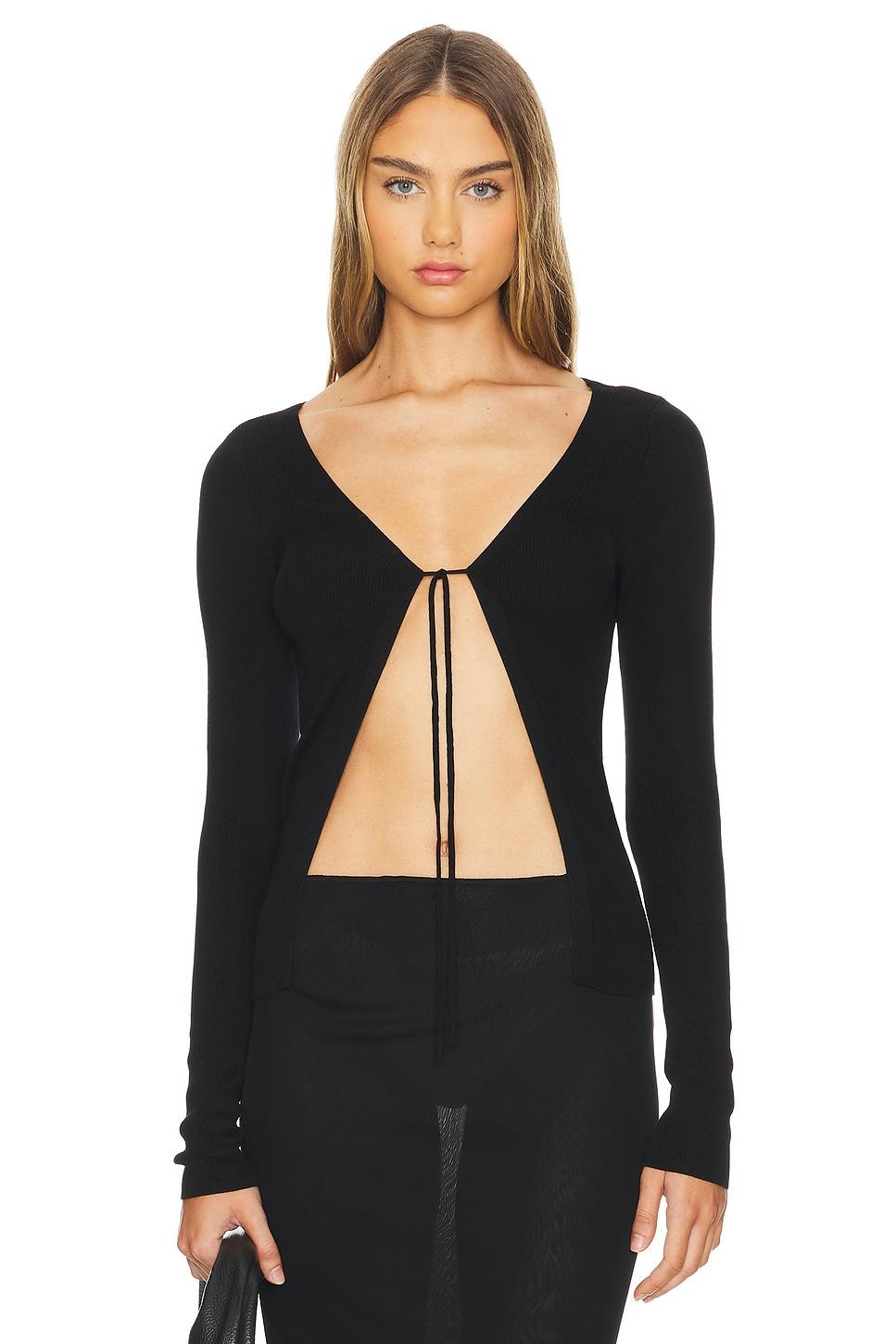 rouleau tie reversible knit top