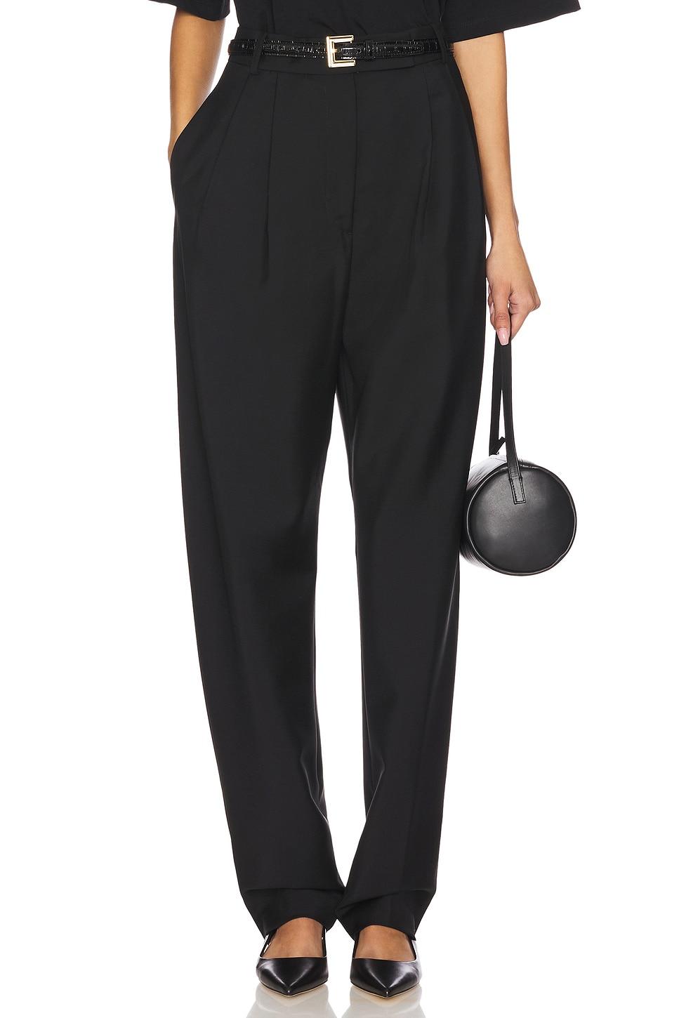 round leg shaped tailored trousers