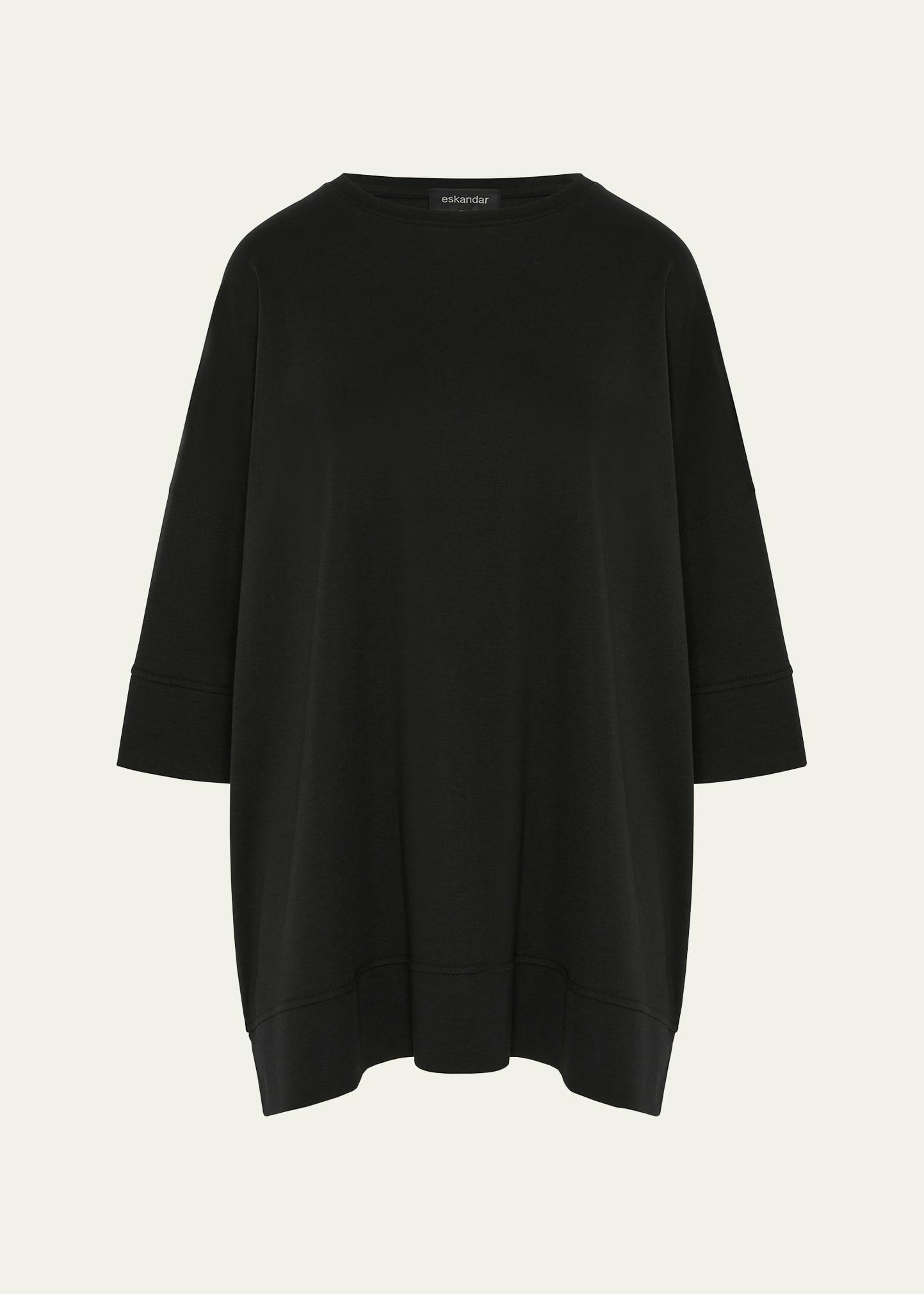 round-neck 3/4-sleeve top with hembands (long length)