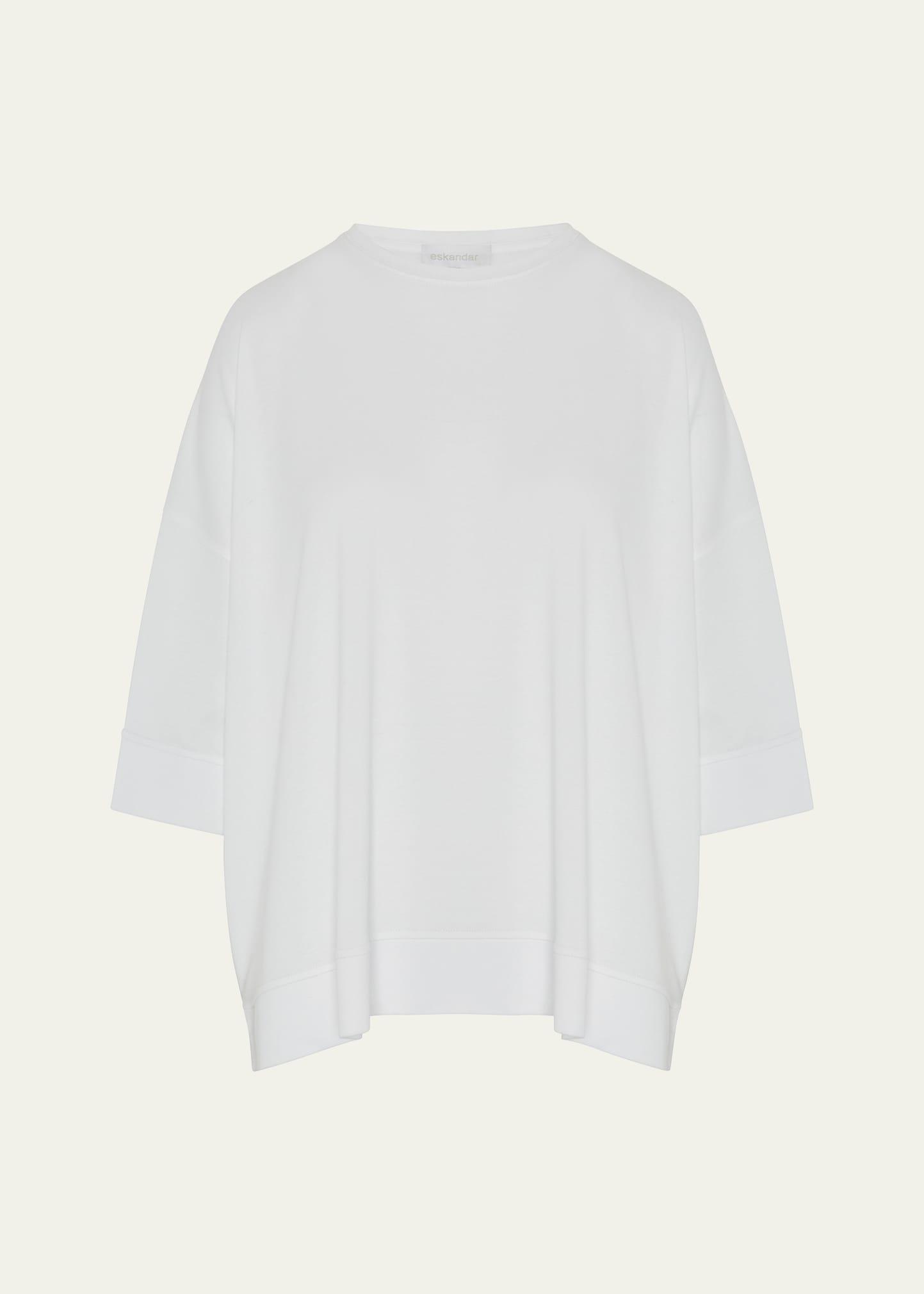 round neck 3-4 sleeve top with hembands (mid plus)