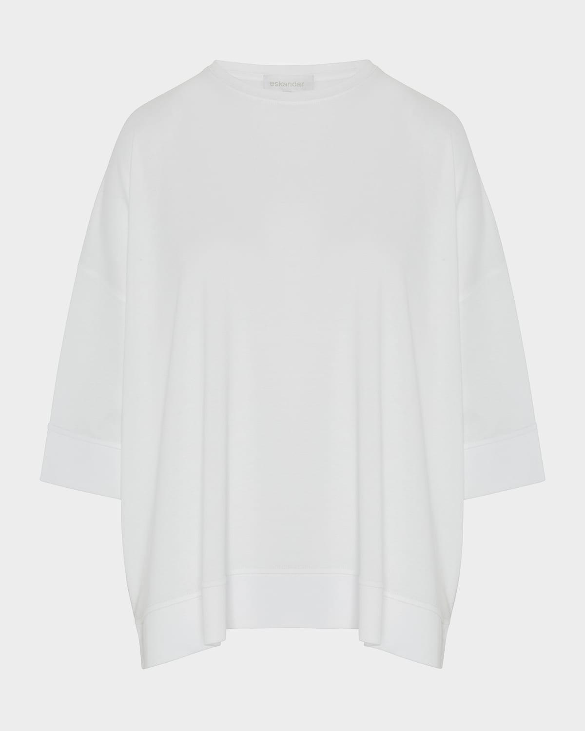 round neck 3-4 sleeve top with hembands (mid plus)