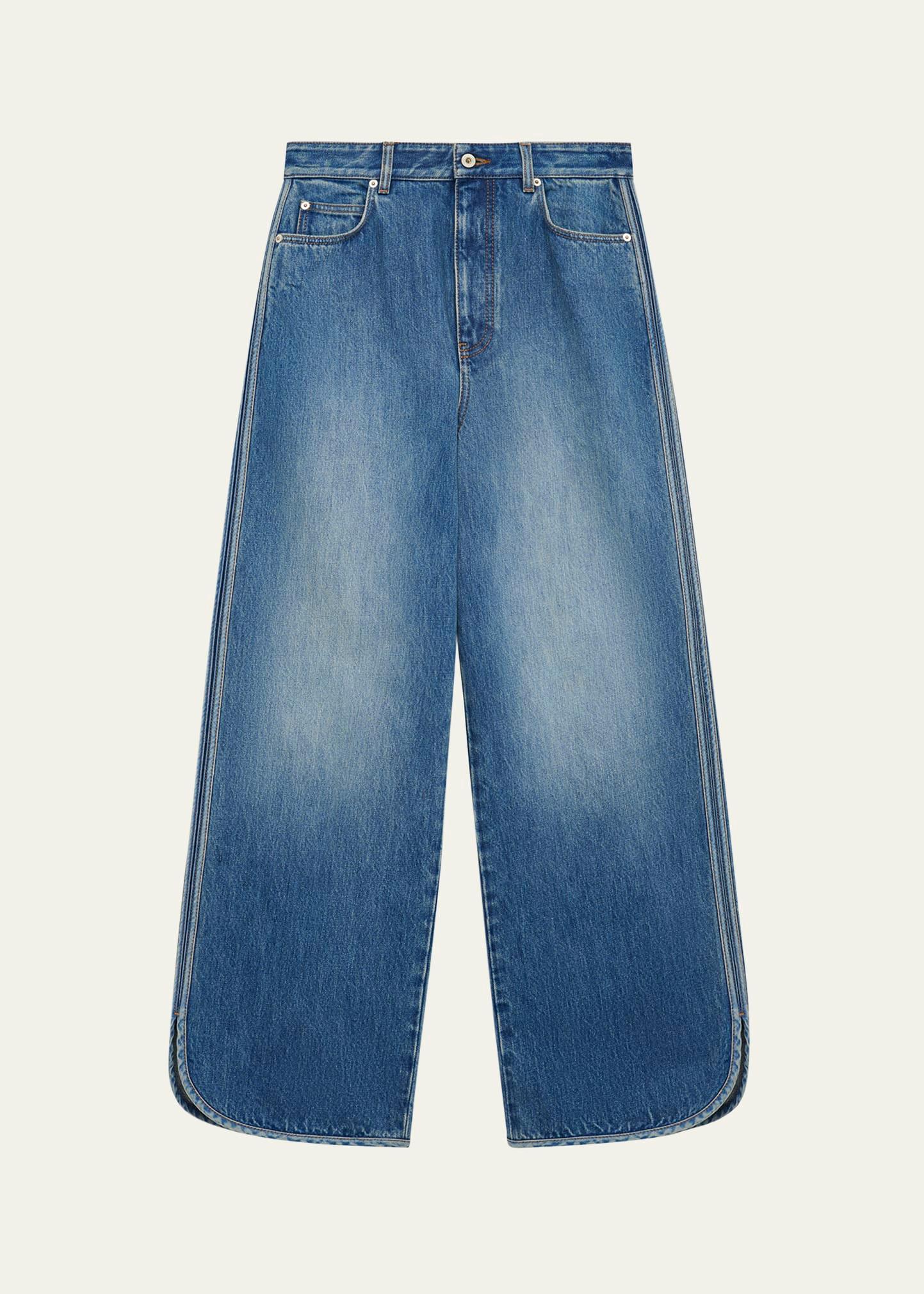 rounded hem wide-leg jeans