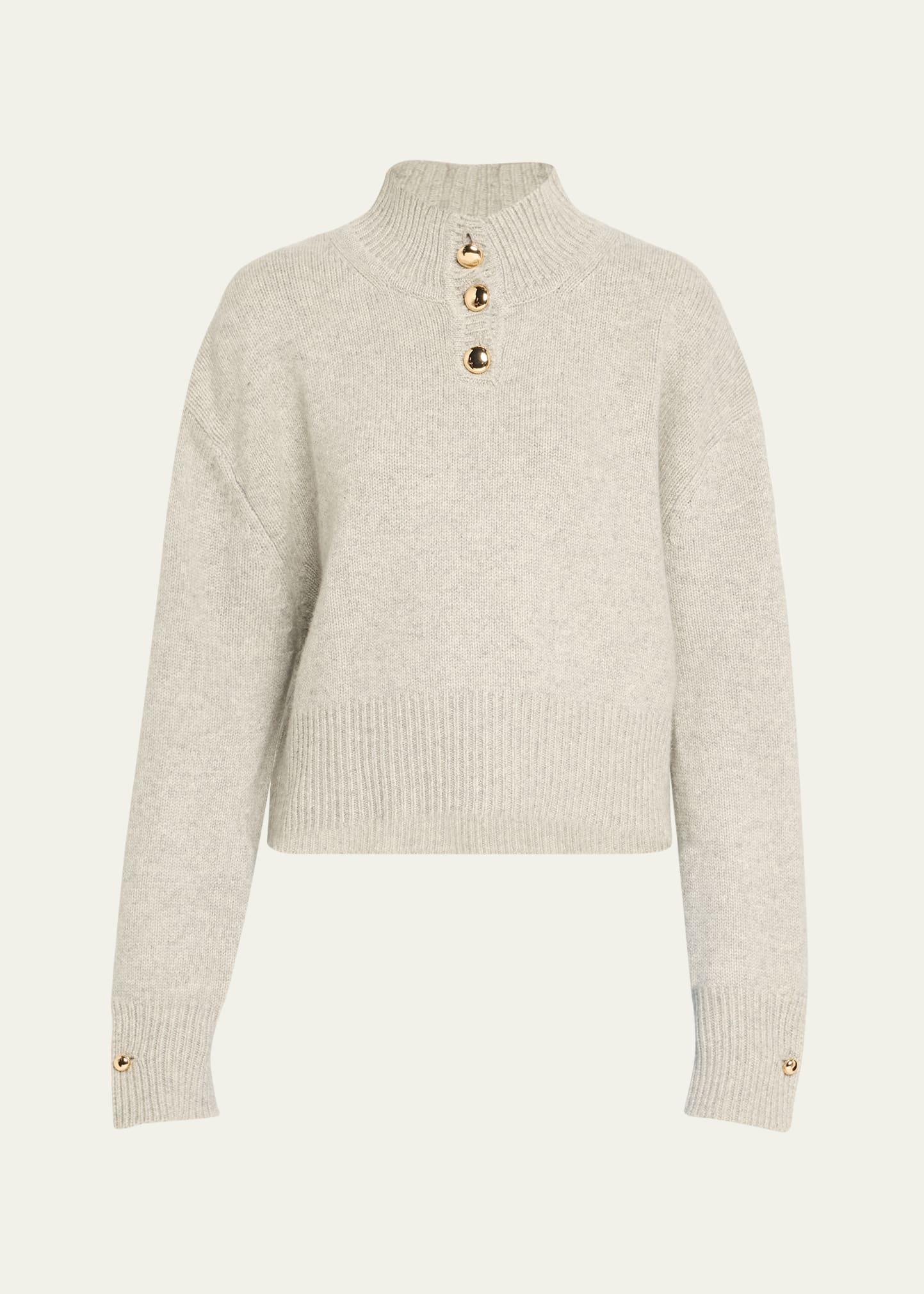rowe macroon-button crop henley sweater