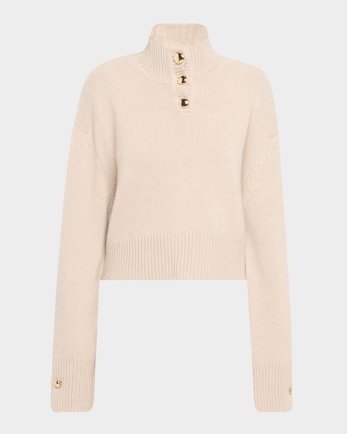 rowe macroon-button crop henley sweater