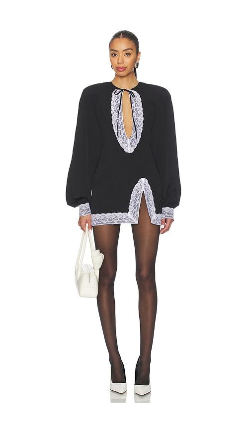 rowen rose abito dress in black,white.